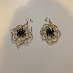 Handcrafted crochet spiderweb earrings
